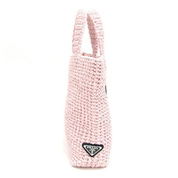 Prada Handbag Small Crochet Tote Bag 1BG422 Pink Raffia-like Embroidered Bask... - Picture 3 of 6